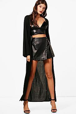 Boohoo Maxi Rib Knit Kimono Cardigan