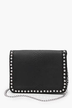 Boohoo Snake And Stud Detail Cross Body