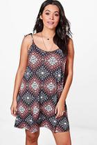 Boohoo Plus Ellie Aztec Print Strappy Swing Dress