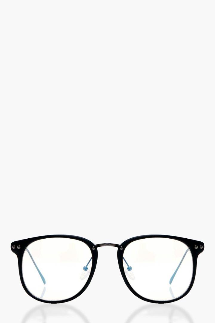 Boohoo Emma Clear Lense Matte Black Glasses Black