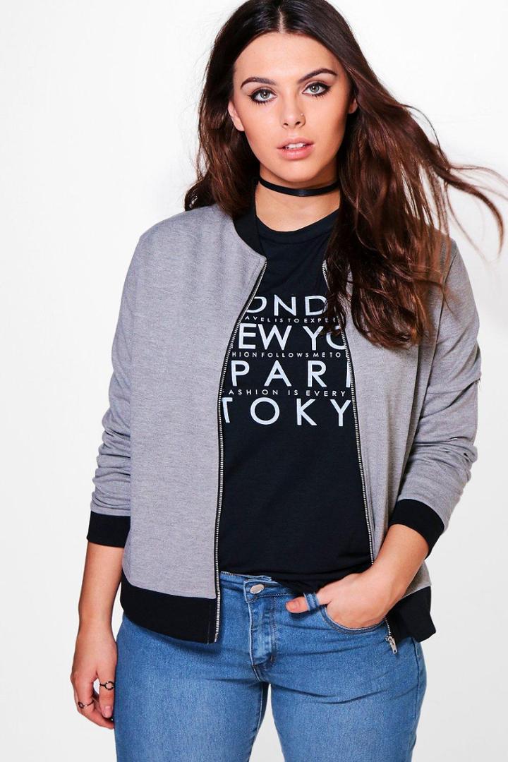 Boohoo Plus Kim Bomber Jacket Grey
