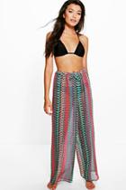 Boohoo Nicole Fire Leaf Beach Trouser Multi