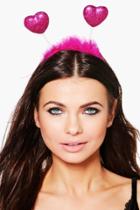 Boohoo Millie Glitter & Fluffy Heart Headband Pink