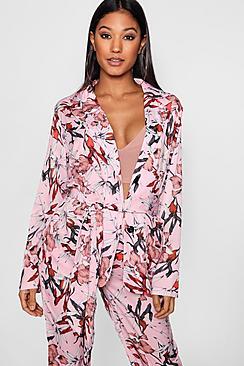 Boohoo Alice Floral Leaf Unlined Blazer