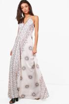Boohoo Tall Preya Printed Halter Neck Maxi Dress White