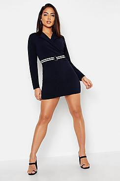 Boohoo Nautical Belted Blazer Shift Dress