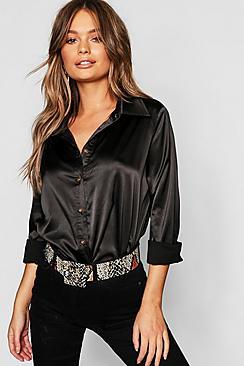 Boohoo Horn Button Oversized Shirt