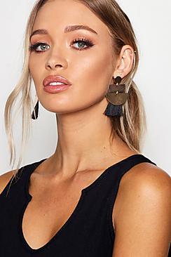 Boohoo Geo Contrast Tassel Earrings