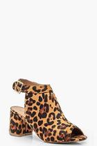 Boohoo Extra Wide Fit Leopard Peeptoe Shoe Boots