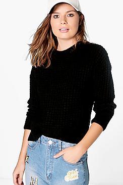Boohoo Maisie Soft Knit Waffle Knit Jumper