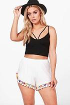 Boohoo Plus Janis Pom Pom Tassel Trim Short