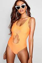 Boohoo Paris Hilton Lit Scoop Back Swimsuit
