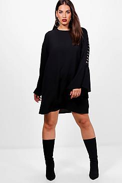 Boohoo Plus Tilly Woven Metal Detail Shift Dress