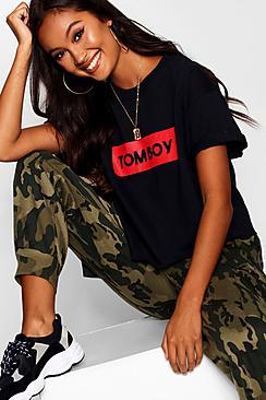 Boohoo Tomboy Slogan Crop