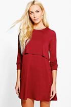 Boohoo Ailani Double Layered A-line Shift Dress Merlot