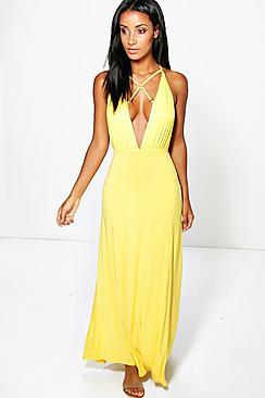 Boohoo Arianna Eyelet Lace Up Front Maxi Dress