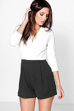 Boohoo Amy Wrap Over Tailored Playsuit