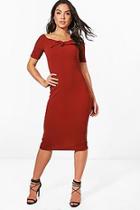 Boohoo Jay Off Shoulder Tie Front Midi Dress