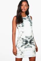 Boohoo Mia Placement Print Sleeveless Bodycon Dress Multi