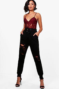 Boohoo Distressed Front Loopback Joggers