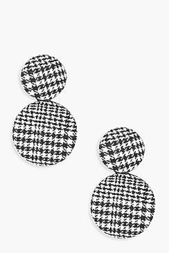 Boohoo Layla Checked Circle Earrings