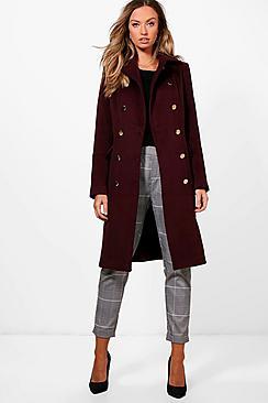 Boohoo Ruby Double Breasted Wool Look Coat