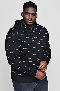 Boohoo Big And Tall Man All Over Print Hoodie