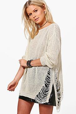 Boohoo Harriet Distressed Side Jumper