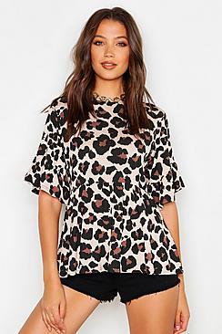 Boohoo Tall Leopard Print Smock Top