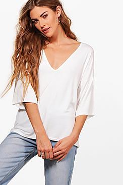 Boohoo Jessica Basic Batwing T-shirt