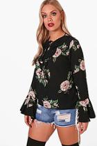 Boohoo Plus Jemima Floral Ruffle Shirt