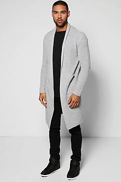 Boohoo Longline Cardigan In Fisherman Knit