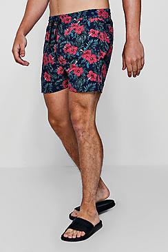 Boohoo Tropical Floral Print Swim Shorts