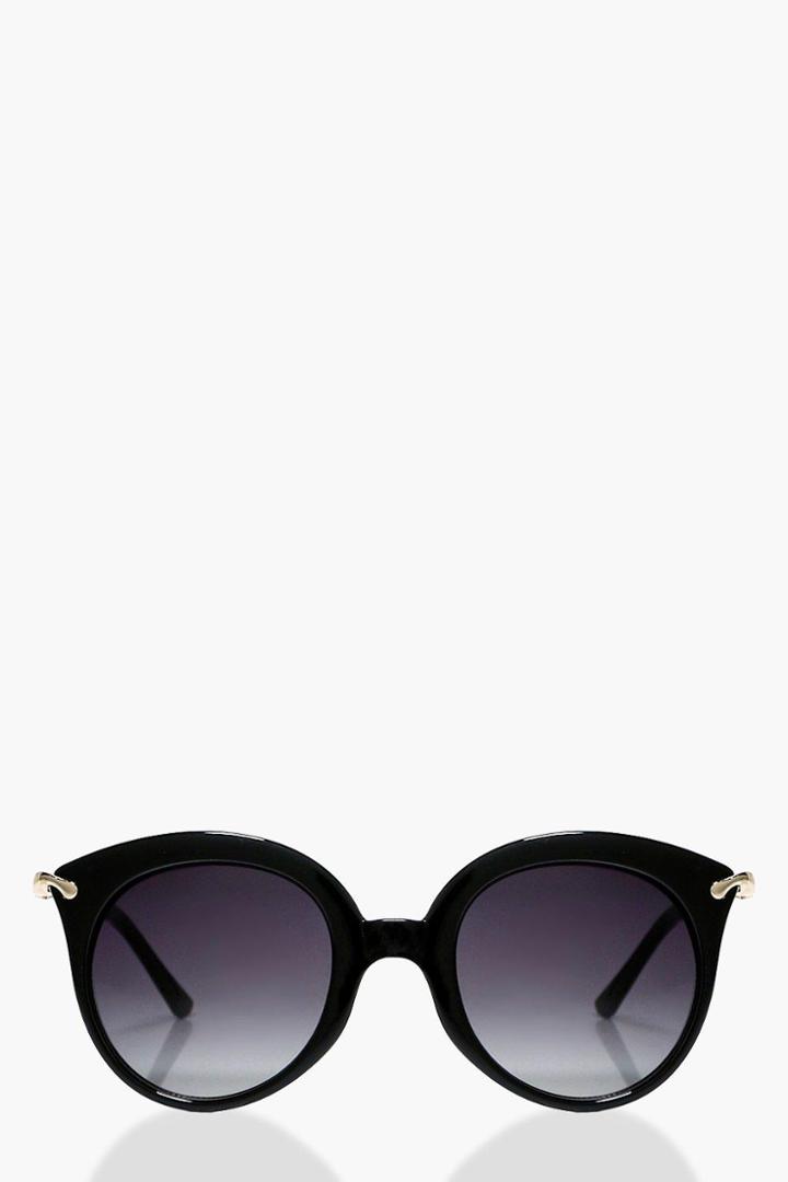 Boohoo Erin Minimal Cat Eye Sunglasses Black