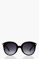 Boohoo Erin Minimal Cat Eye Sunglasses Black