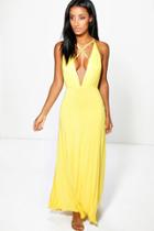 Boohoo Arianna Eyelet Lace Up Front Maxi Dress Lime