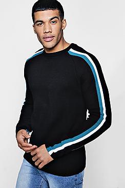 Boohoo Raglan Arm Stripe Knitted Jumper