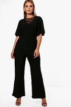 Boohoo Plus Fiona Slinky Wide Leg Lace Jumpsuit