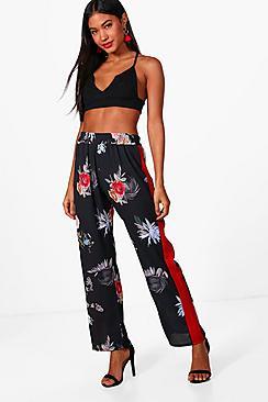 Boohoo Astra Woven Oriental Sport Stripe Trouser