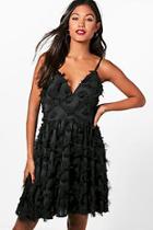 Boohoo Flo Tassel Detail Strappy Woven Skater Dress