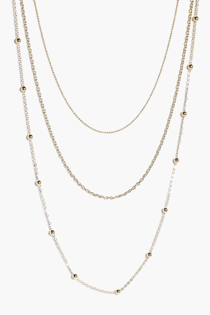 Boohoo Grace Skinny 3 Layered Necklace Gold