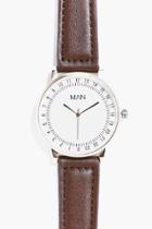 Boohoo Minimalist Circular Watch With Pu Strap Tan