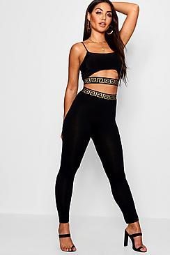 Boohoo Contrast Waist Band High Waisted Legging