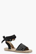 Boohoo Mia Studded Trim Wrap Strap Square Toe Espadrilles