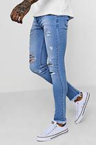 Boohoo Super Skinny Jeans With Distressed Hem