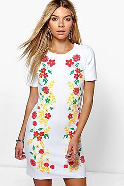 Boohoo Emma Printed Flower Shift Dress