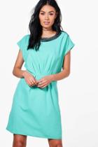 Boohoo Ava Embellished Dress Green