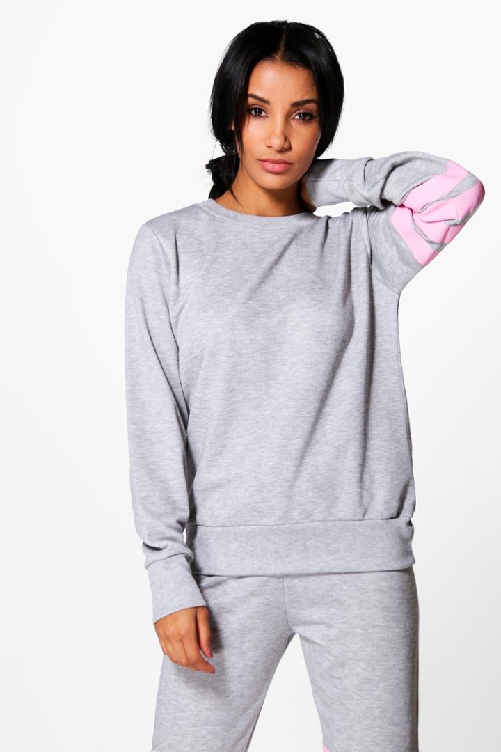 Boohoo Jemima Fit Running Sweat Top Grey