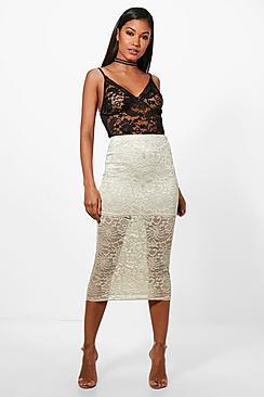 Boohoo Amber Longer Length Midi Skirt