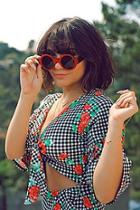 Boohoo Diana Mette Velvet Round Sunglasses
